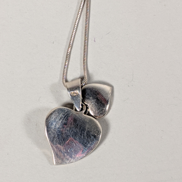 HEARTS Double Love 925 Sterling Silver Necklace - Picture 3 of 8